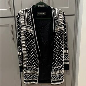 Balmain x H&M Black and White Pearl Embellished Jacket